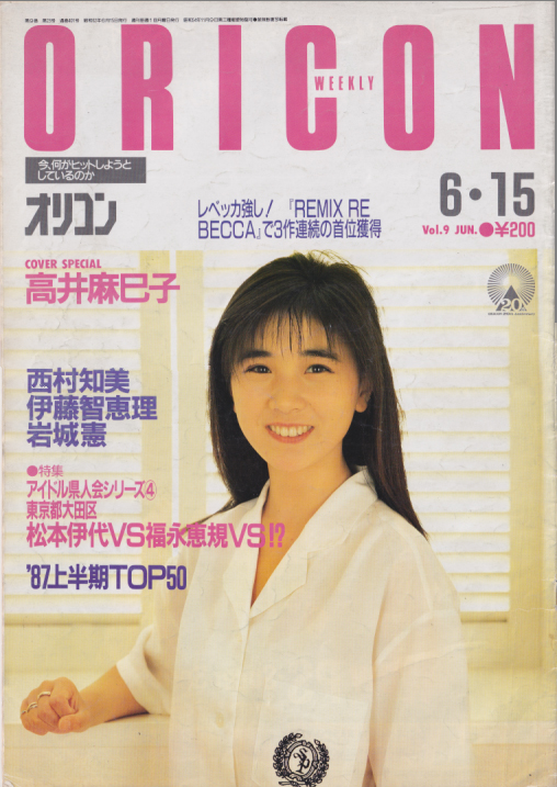  オリコン・ウィークリー/Oricon 1987年6月15日号 (401号) 雑誌
